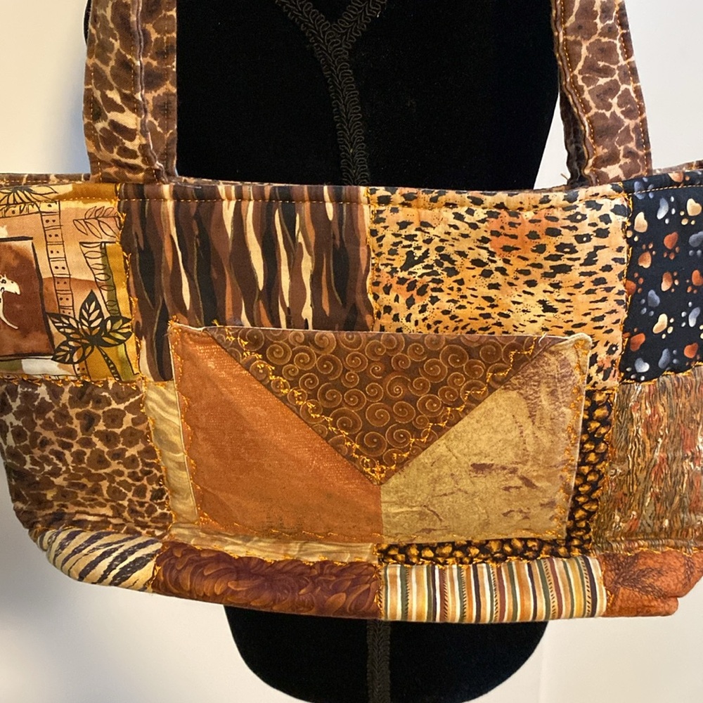 Patchwork Tote Bag - Brown - image 3